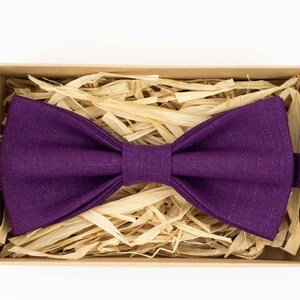 Handmade Purple Linen Bow Tie: Classic Wedding Bowtie