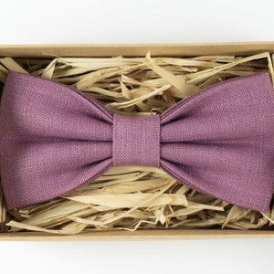 Handmade Purple Linen Bow Tie: Formal Event Bowtie