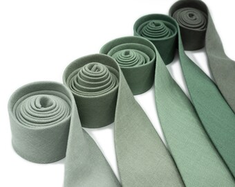 Sage Green Linen Necktie Collection: Includes Dusty, Bright, Dark, Eucalyptus & Classic Sage - Perfect for Groomsmen and Sage Green Weddings