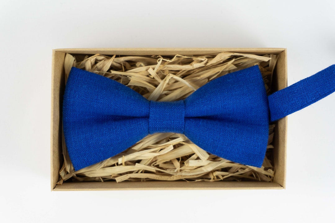 Royal Blue Linen Classic Bow Tie / Wedding Ties for Groomsmen - Etsy