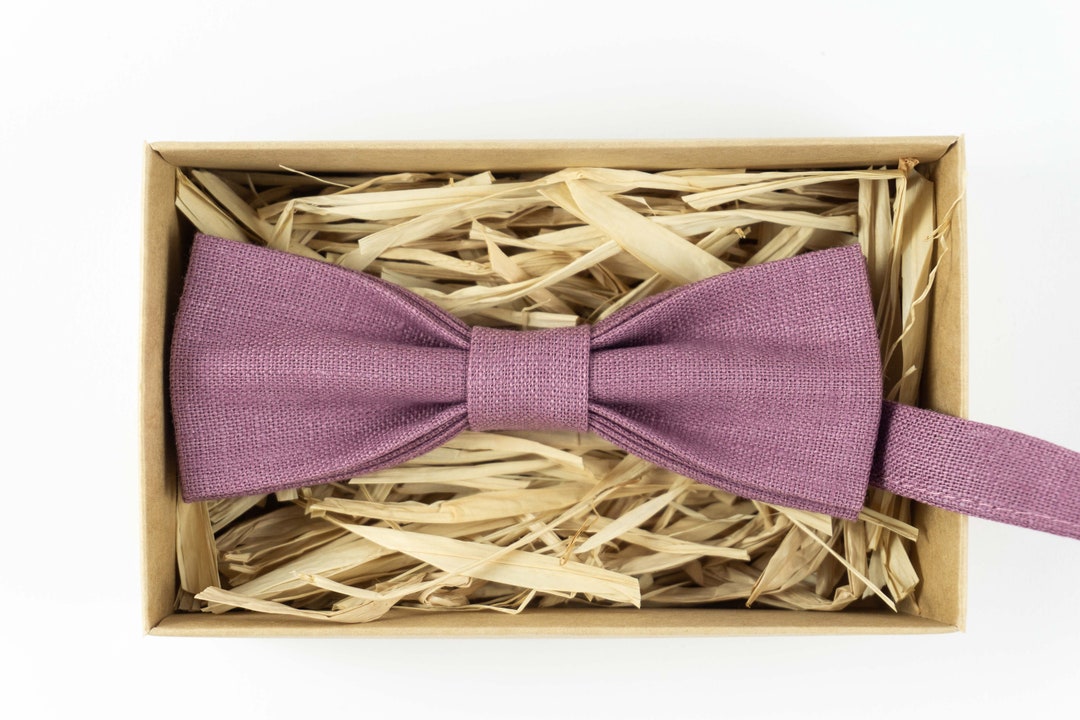 Purple Bow Tie / Purple Color Linen Bow Tie / Purple Wedding - Etsy