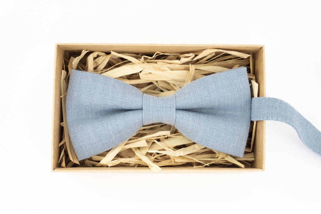 Dusty Blue Linen Wedding Bow Tie / Boys Bow Tie / Bow Ties for - Etsy