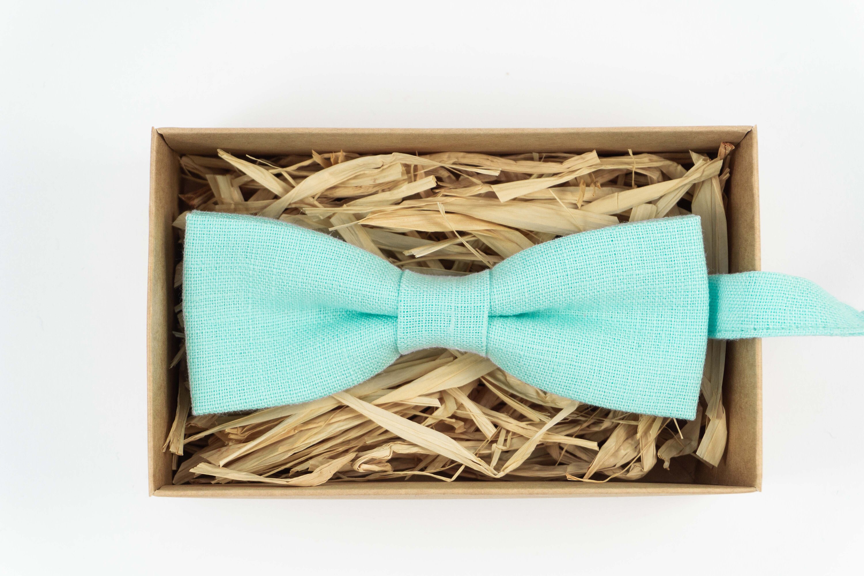 Mint Bow Tie / Mint Ties for Men / Mint Linen Bow Tie / Etsy