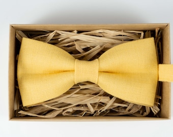 Yellow bow tie / yellow color wedding bow tie / yellow groomsmen tie