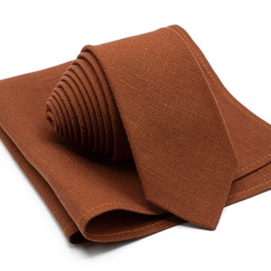 Terracotta Tie & Pocket Square Set | Groomsmen Necktie | Wedding Bow Tie