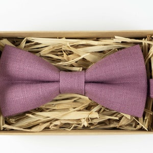 Handmade Linen Bow Tie: Purple Wedding Tie
