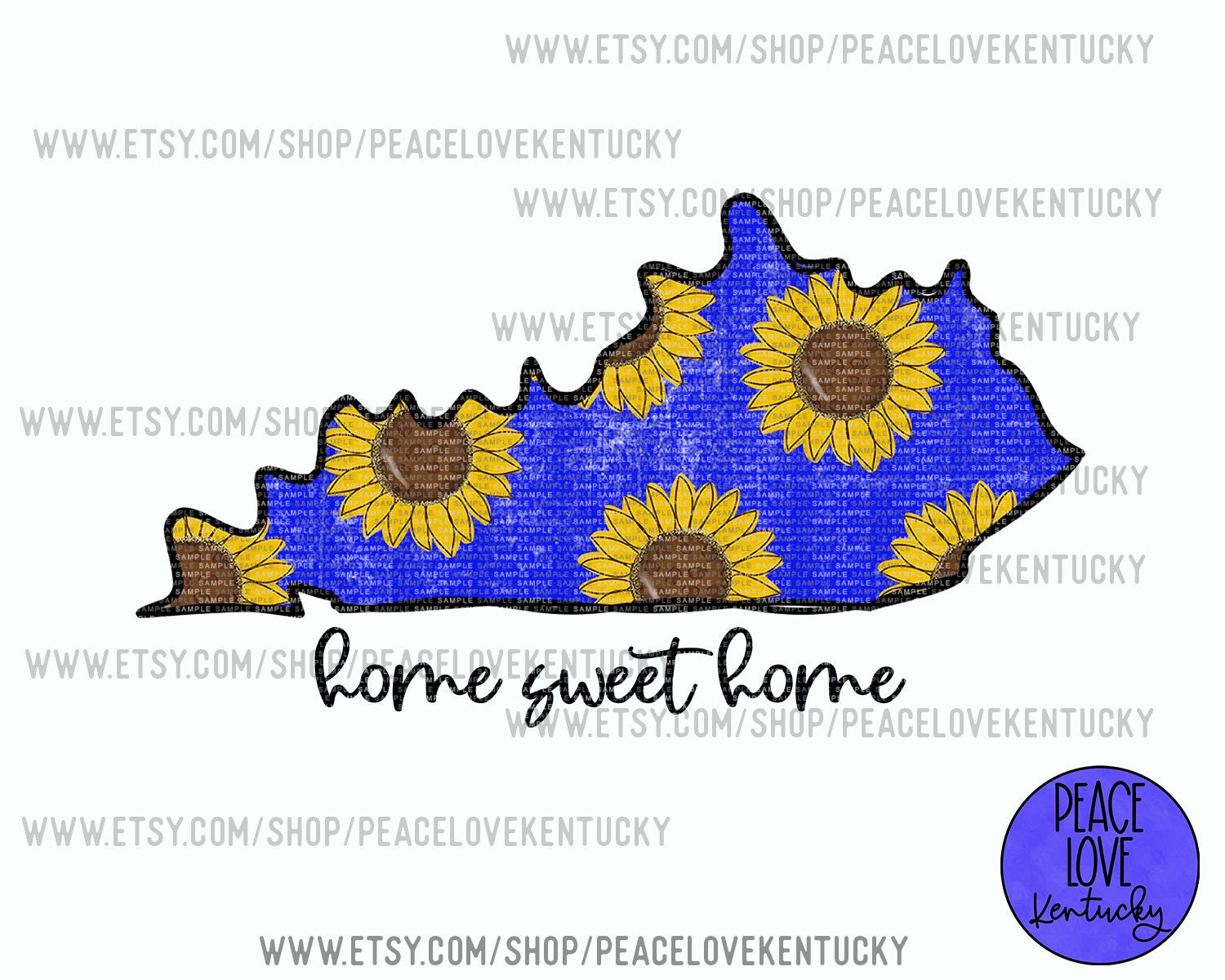 Sublimation PNG Kentucky Home Sweet Home Sunflowers KY | Etsy