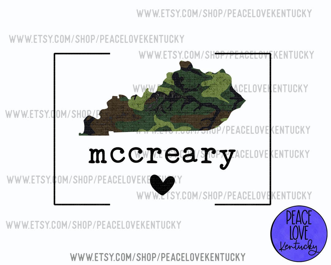 Mccreary KY, Kentucky, Camo Sublimation PNG Design Digital Download
