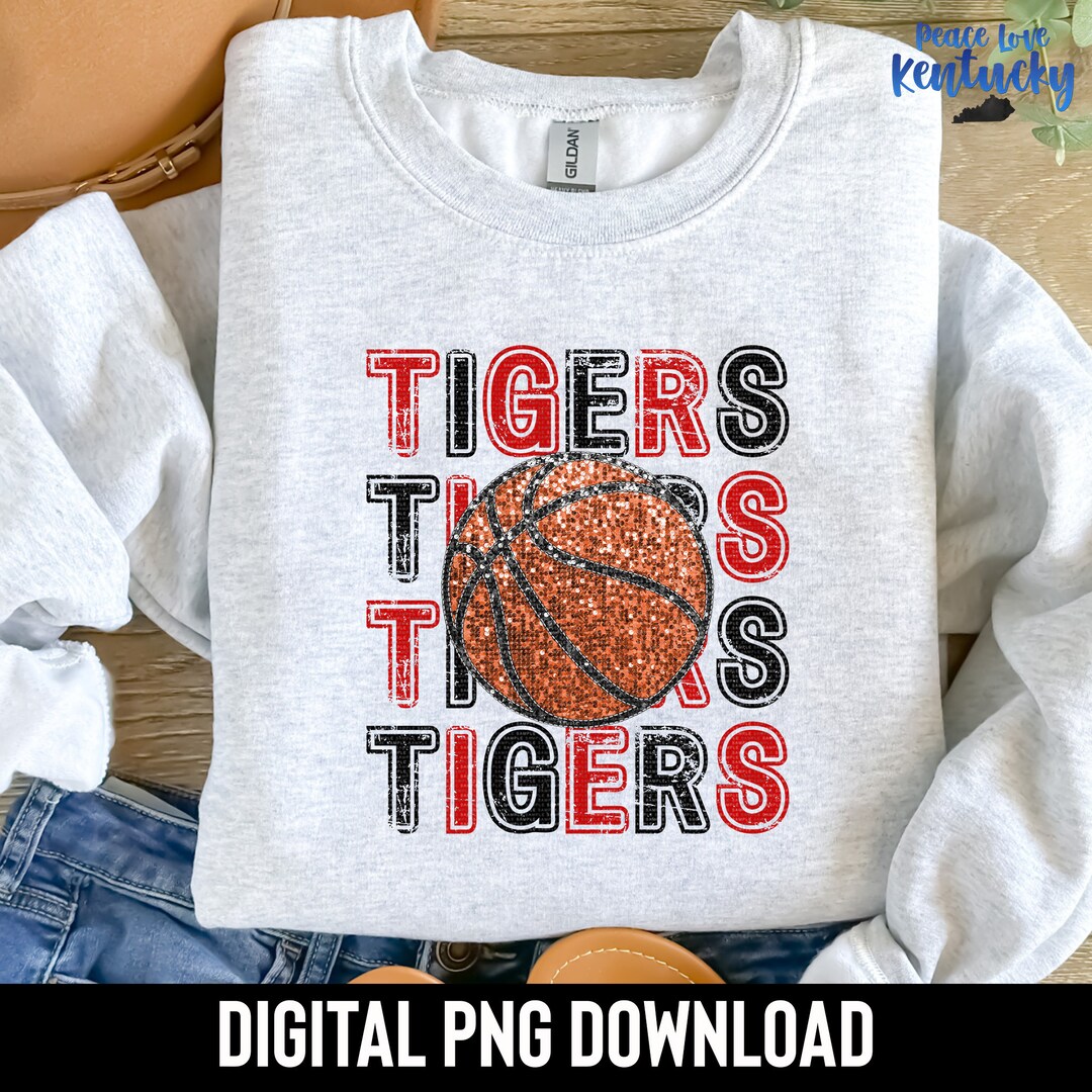 Tigers Basketball Red and Black Sequin Bling (Instant Download) Etsy