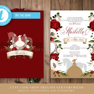 EDIT YOURSELF Invitation Quinceanera Burgundy Red Charra,  Charro Western Invitation, Mexican Invitation, Fiesta Invitation