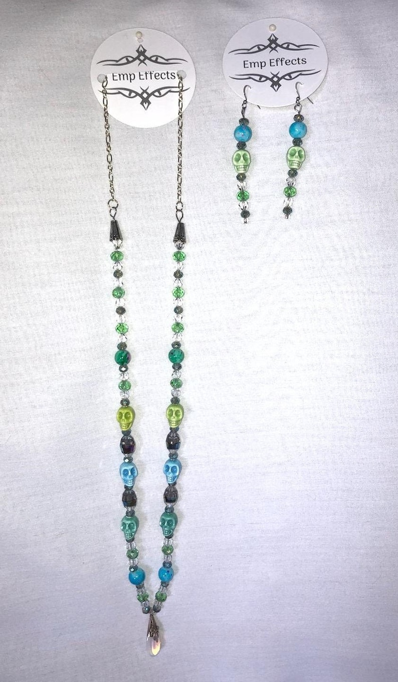 Porcelain Skull Necklace and Earring Set
