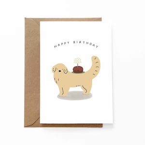 Golden Retriever Birthday Card | Dog Happy Birthday | Cake | Candles | Greeting Card - GR006