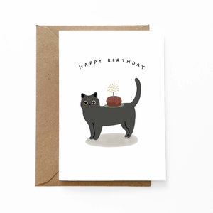 Kat verjaardagskaart zwarte kat | Wenskaart | Gefeliciteerd met je verjaardag - CAT008