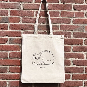 Cat Tote Bag | Cotton Canvas Bag Thick