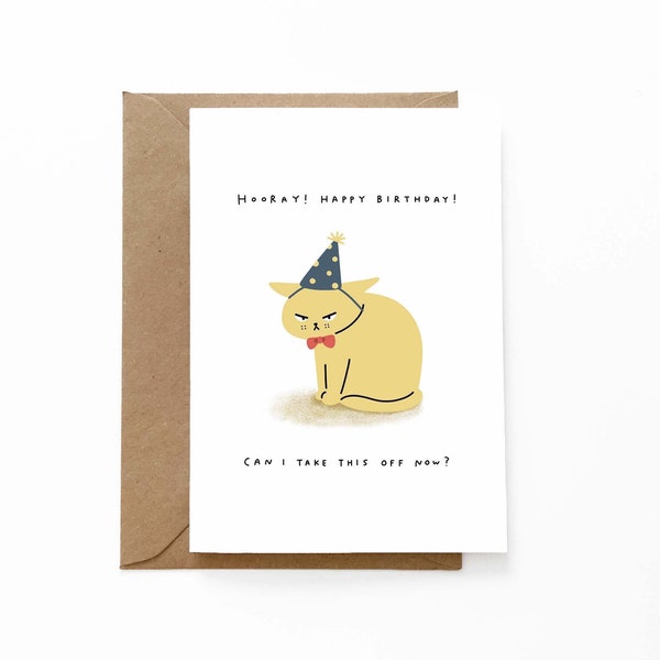 carte d'anniversaire de chat grincheux | Joyeux anniversaire | Carte de voeux amusante - CAT003