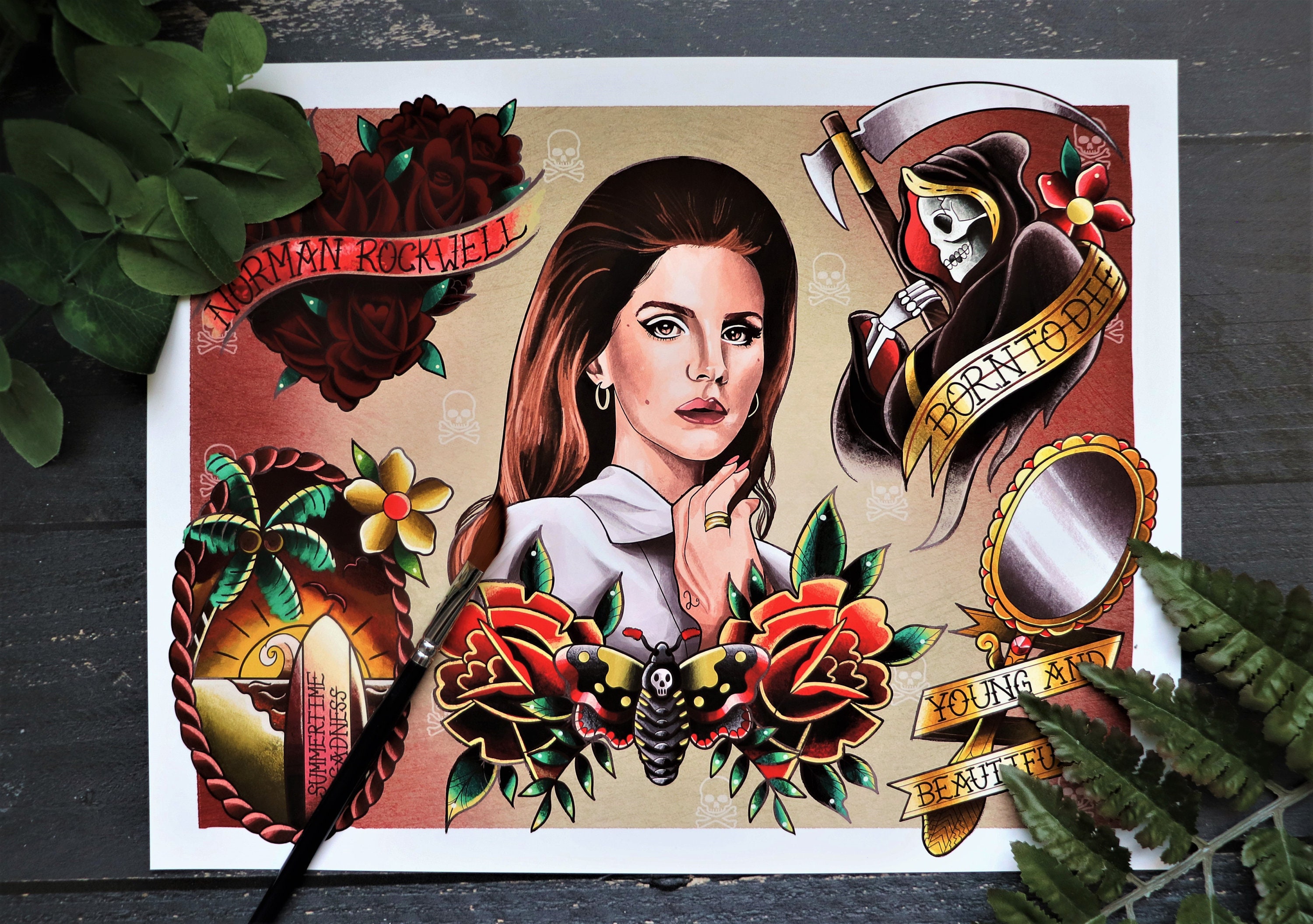 prompthunt Lana del rey tattoo design photorealistic dramatic