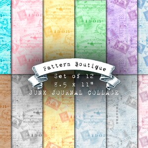 Vintage Junk Journal Ephemera Printable Digital Paper Pack - VIntage Aesthetic Digital Collage Sheet Journal Pages 8.5x11