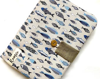 Padded and personalized printed health record book cover with Little Fish design