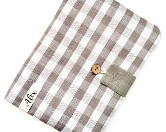 Personalized health record book cover ARCACHON gingham beige