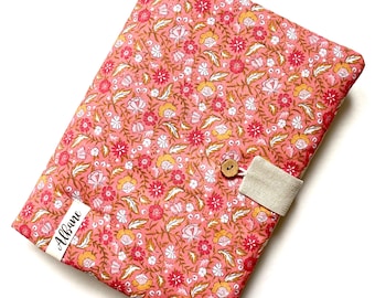 Custom-made padded case, sleeve, or cover for 10 or 11-inch tablets. Indies print and gold linen.