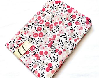 Personalized passport cover printed with pink and grenadine berries