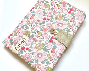 Personalized health book cover Liberty BETSY sugared pink and linen gold details