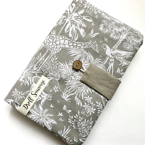 Pochette familiale pour passeports. Toile de jouy tropical beige