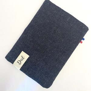Protège passeport personnalisé en jean bleu denim brut