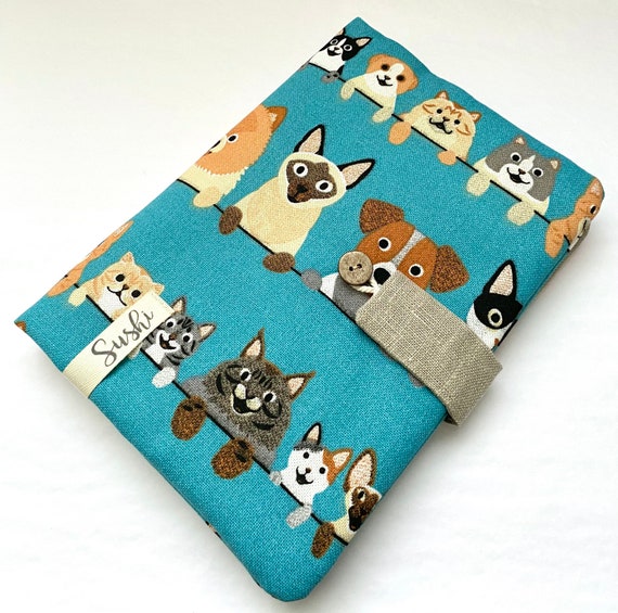 Protège carnet animaux pour chien ou chat, housse protection carnet de santé,  en tissu coton -  France