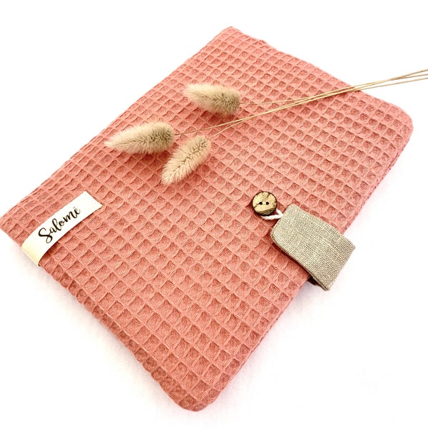 Personalized honeycomb health record book cover. Terracotta pink or slate grey