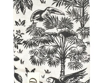 Jouy Tropical black printed personalized passport holder