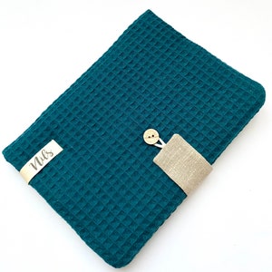 Funda para libreta de salud personalizada Panal azul pavo real