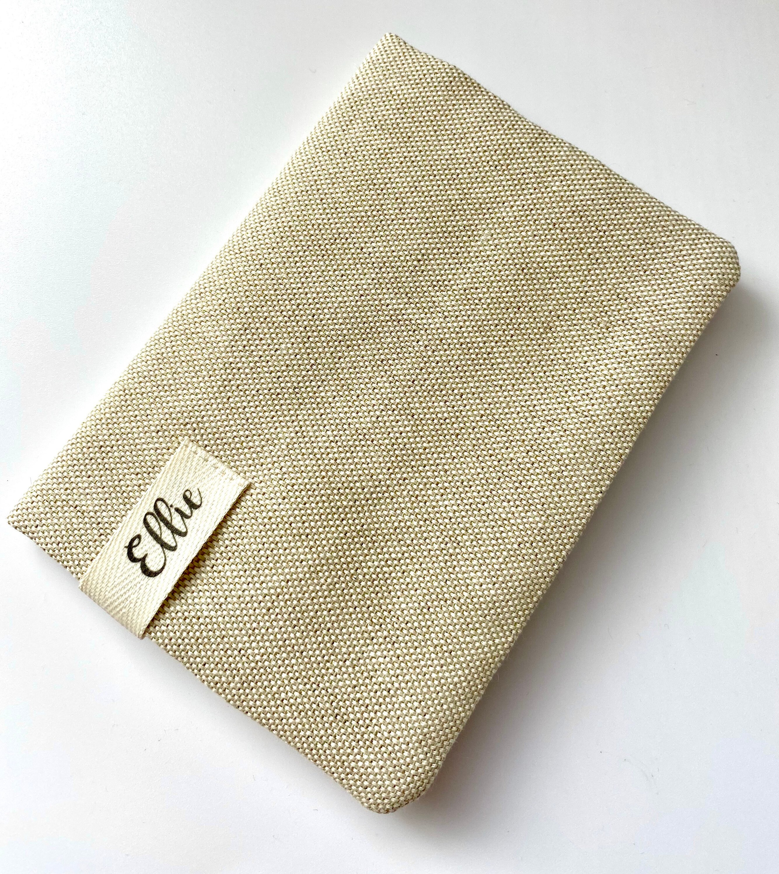 Personalized passport holder in natural linen