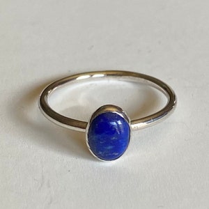 Lapis lazuli ring/ Minimalist ring/Sterling silver lapis stackable ring/December birthstone