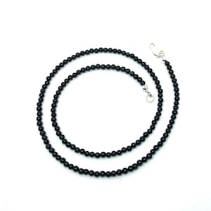Black onyx necklace/Sterling silver black bead necklace/Minimalist Beaded choker