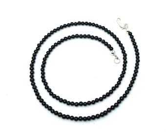 Black onyx necklace/Sterling silver black bead necklace/Minimalist Beaded choker