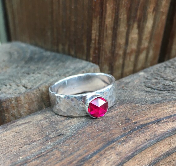 Sterling silver ruby ring/Ruby band ring/July birthstone/Ruby | Etsy
