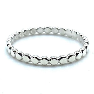 Flat Silver bead ring/Sterling stacking ring/Sterling bead ring/Hammered bead ring/Sterling silver flat bead ring/Sterling silver bead ring