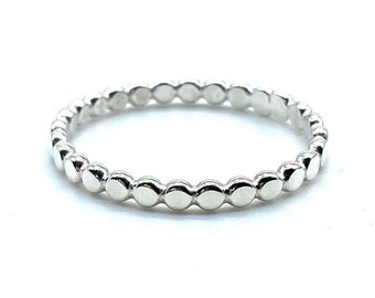 Flat Silver bead ring/Sterling stacking ring/Sterling bead ring/Hammered bead ring/Sterling silver flat bead ring/Sterling silver bead ring