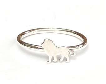 Sterling Silver Lion Ring - Stackable Animal Jewelry