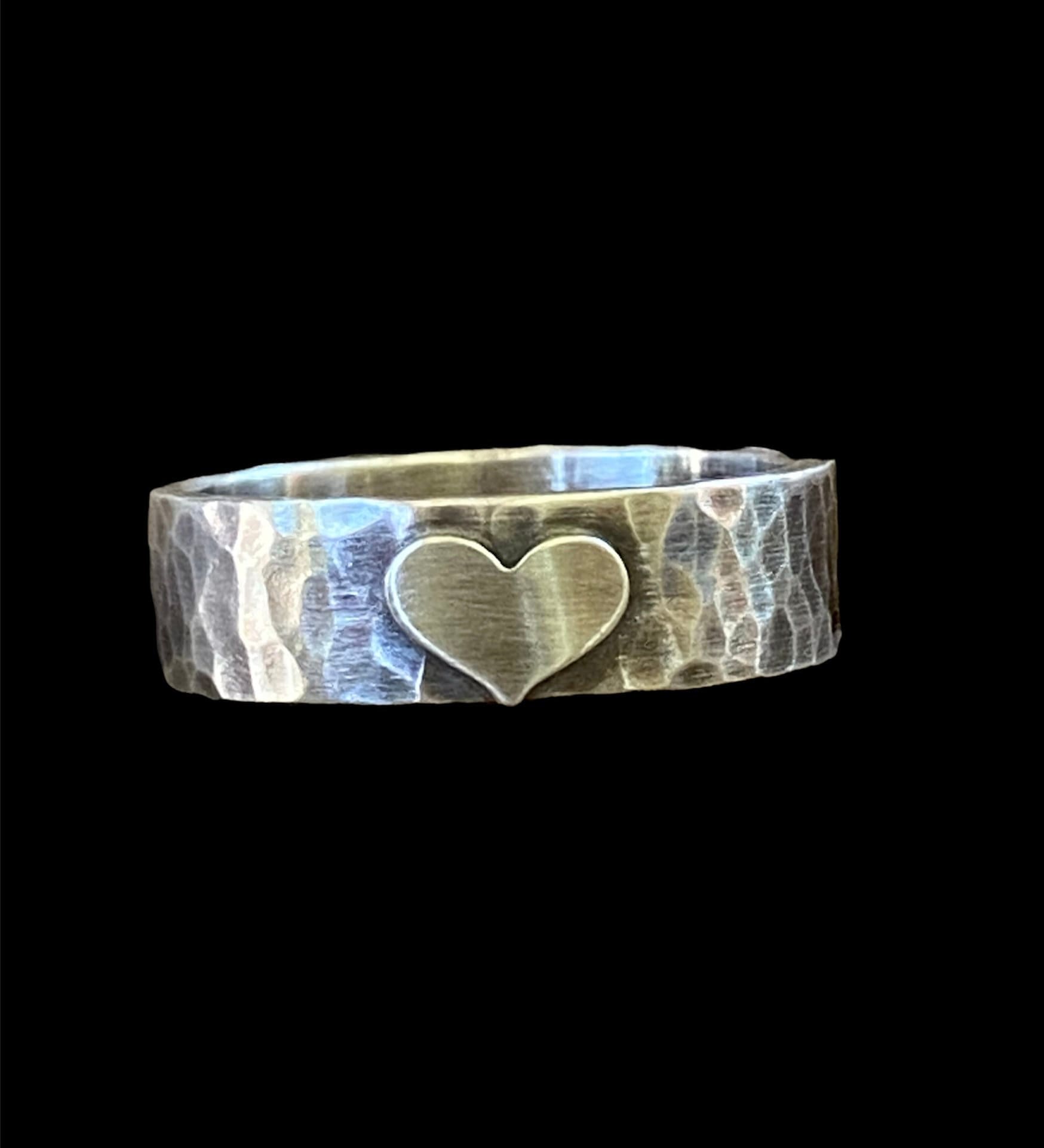 ★SENTIMENTS★ NO.307 [SILVER] HEART METEOR RING Sterling Silver Heart Ring/hammered Band Ring/crescent Moon