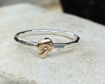 Mushroom ring gold filled/Mushroom ring/Minimalist mushroom ring/Mixed metal mushroom ring/Stacking ring/Sterling mushroom ring