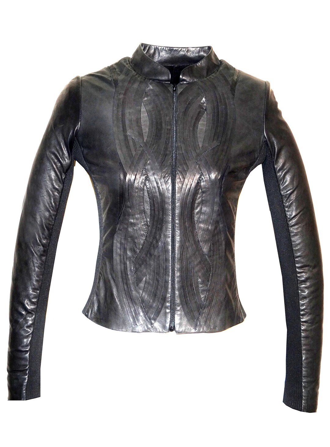 Flakes Designer Lamb Leather Woman Jacket With Spiral Design - Etsy