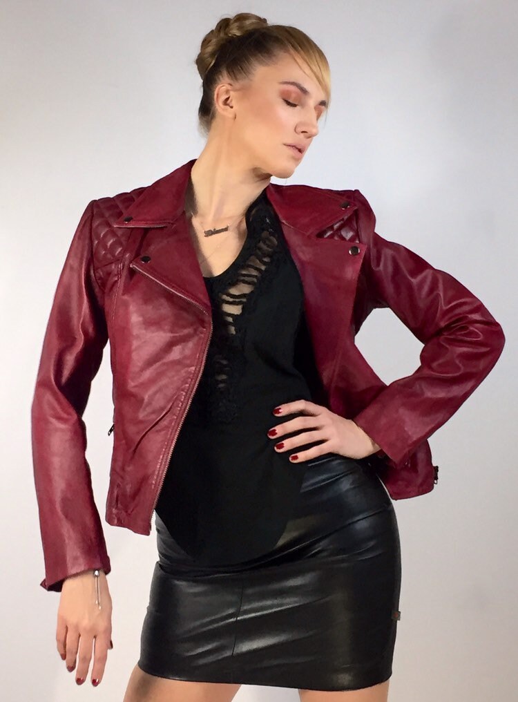Saints Washed Vintage Lamb Leather Moto Biker Woman Jacket | Etsy