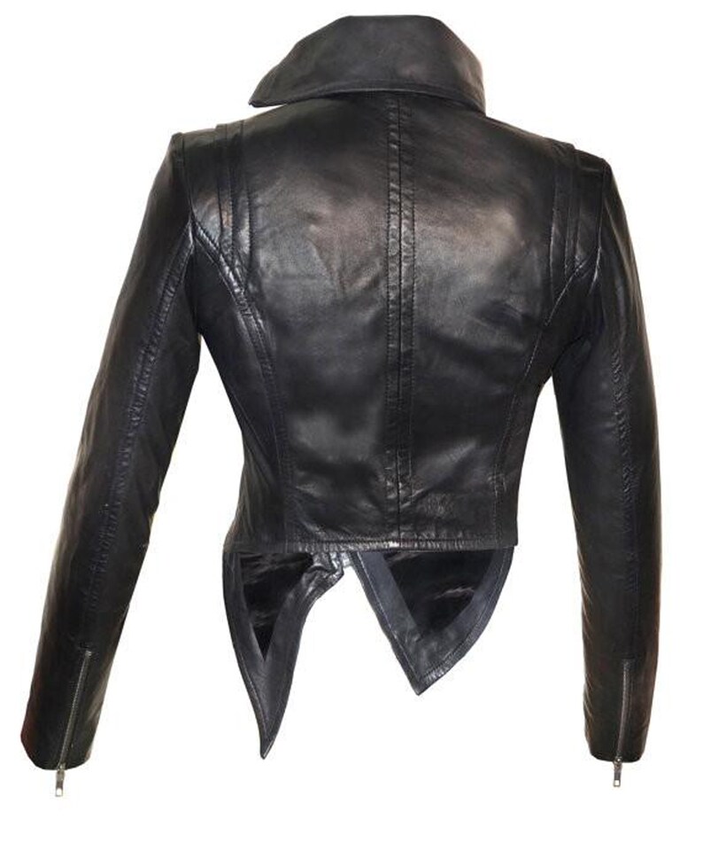 Asymmetric High Collar Designer Soft Leather Jacket With - Etsy