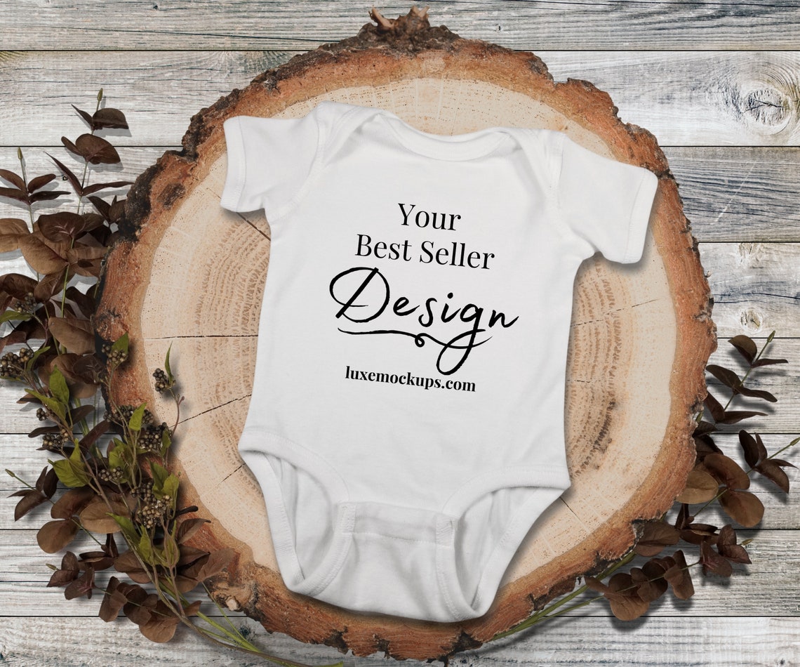 Baby Mockup Rabbit Skins 4400 White Onesie Mockup Baby ...