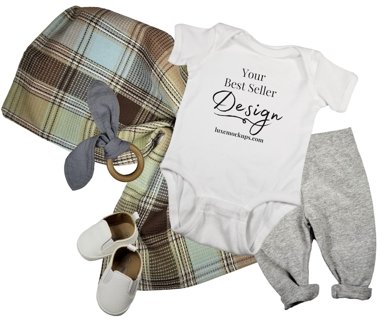 Download Rabbit Skins 4400 White Mockup Baby Onesie Mockup Baby Boy ...