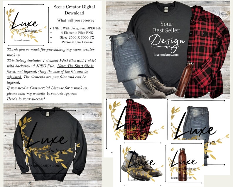 Download Gildan 18000 Black Mockup Scene Creator Mens Mockup ...