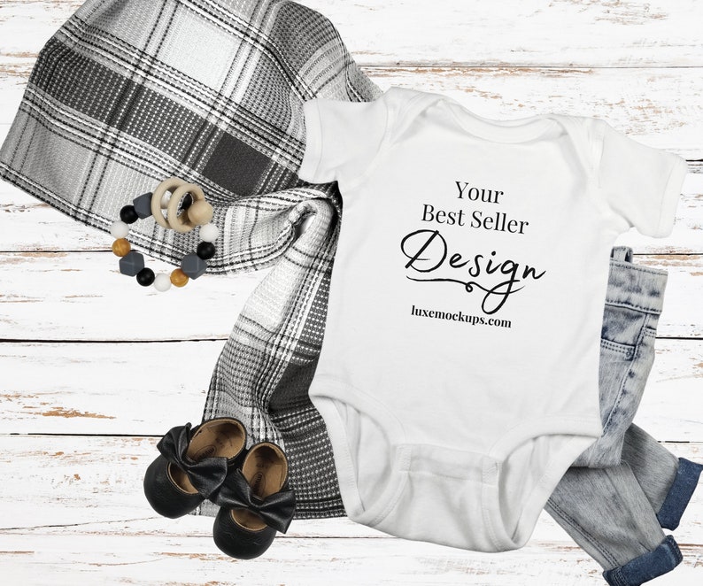 Download Baby Onesie Mockup Rabbit Skins 4400 White Mockup Baby ...