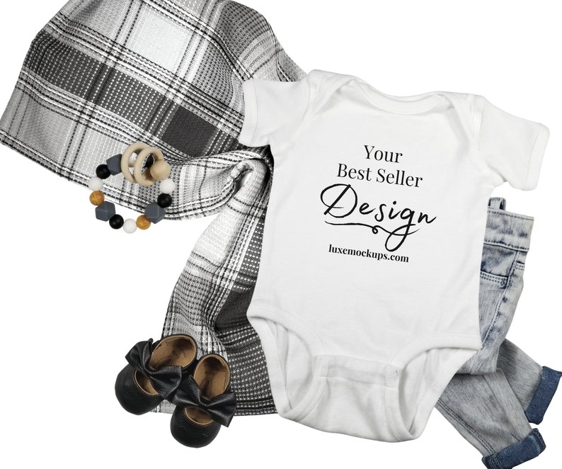 Download Baby Onesie Mockup Rabbit Skins 4400 White Mockup Baby Girl | Etsy